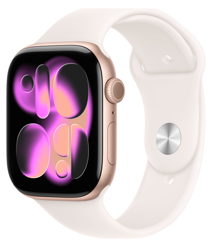 Apple Watch Series 11, 46mm, Rose Gold Aluminium Light Blush Sport Band M/L