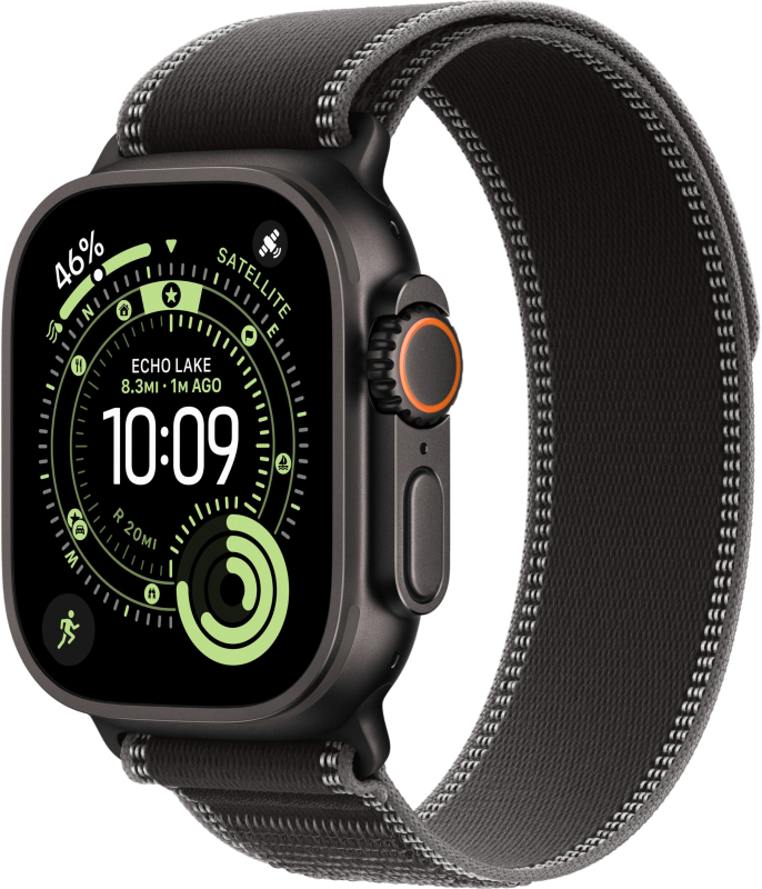 Apple Watch Ultra 3, 49 мм, Black Titanium Bl/Charcoal Trail Loop M/L