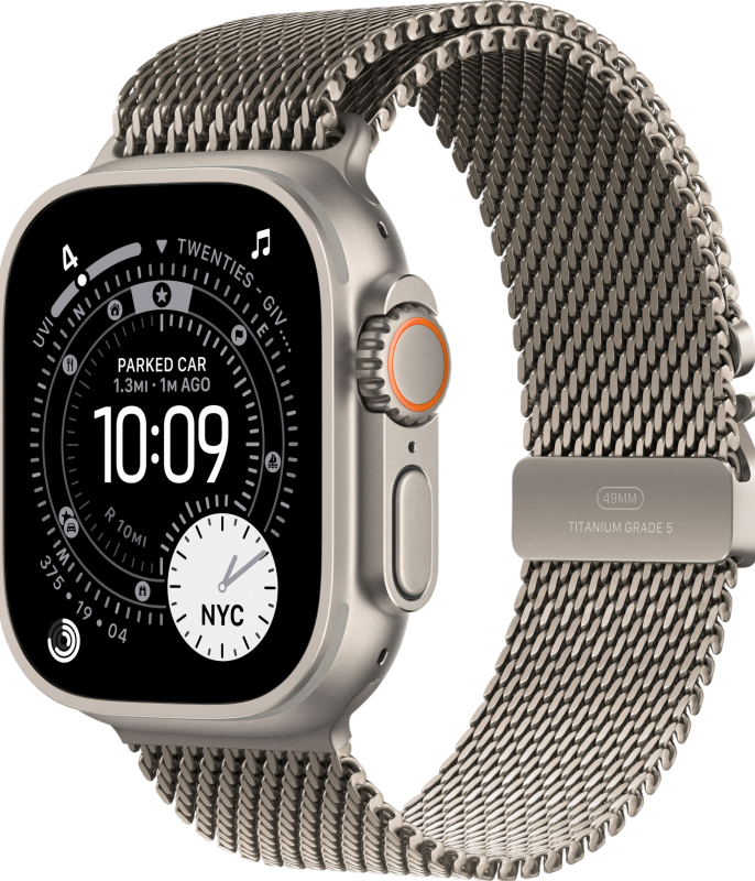 Apple Watch Ultra 3, 49 мм, Natural Titanium Milanese Natural Loop M